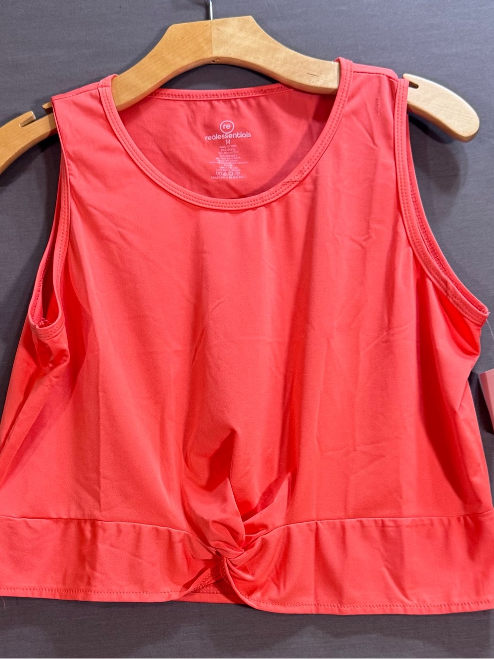 Essentials Coral Knot-Front Tank Top